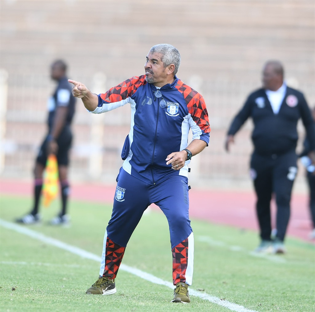 POLOKWANE, SOUTH AFRICA - APRIL 16: Clinton Larsen head coach of Magesi FC during the Motsepe Foundation Championship match between Magesi FC and Hungry Lions at Old Peter Mokaba Stadium on April 16, 2024 in Polokwane, South Africa. (Photo by Philip Maeta/Gallo Images)