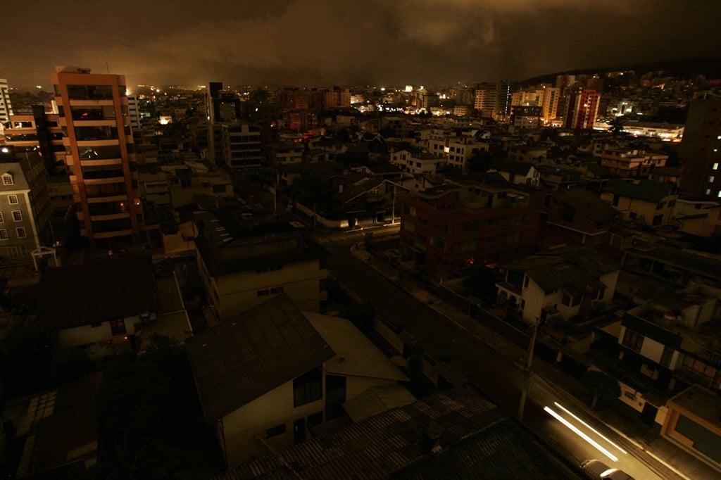 Dark neighbourhoods  in northern Quito during a national blackout in Ecuador in January 2009, which affected 70% of the country. (PABLO COZZAGLIO / AFP)