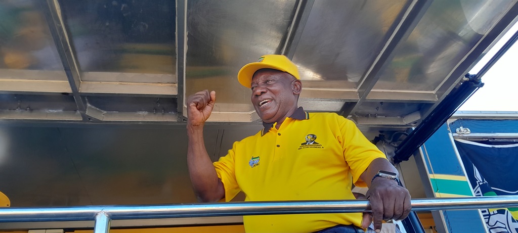 President Cyril Ramaphosa addressed an ANC base in Isiphingo on Sunday afternoon. (Soyiso Maliti/News24)