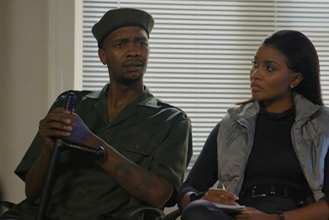 Ofentse 'Primo' Baloyi as Veta and Lunathi Mapofu as Bongi Nkosi in Mzansi Magic's Code 13. 