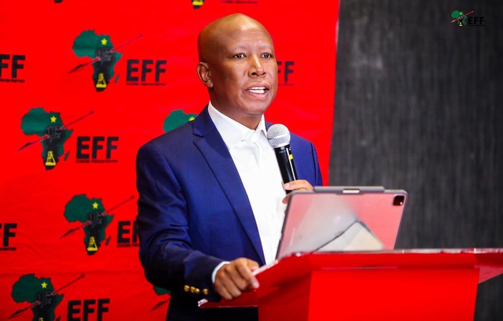 EFF leader Julius Malema addressed the media on Friday in Sandton. (X/@EFFSouthAfrica)