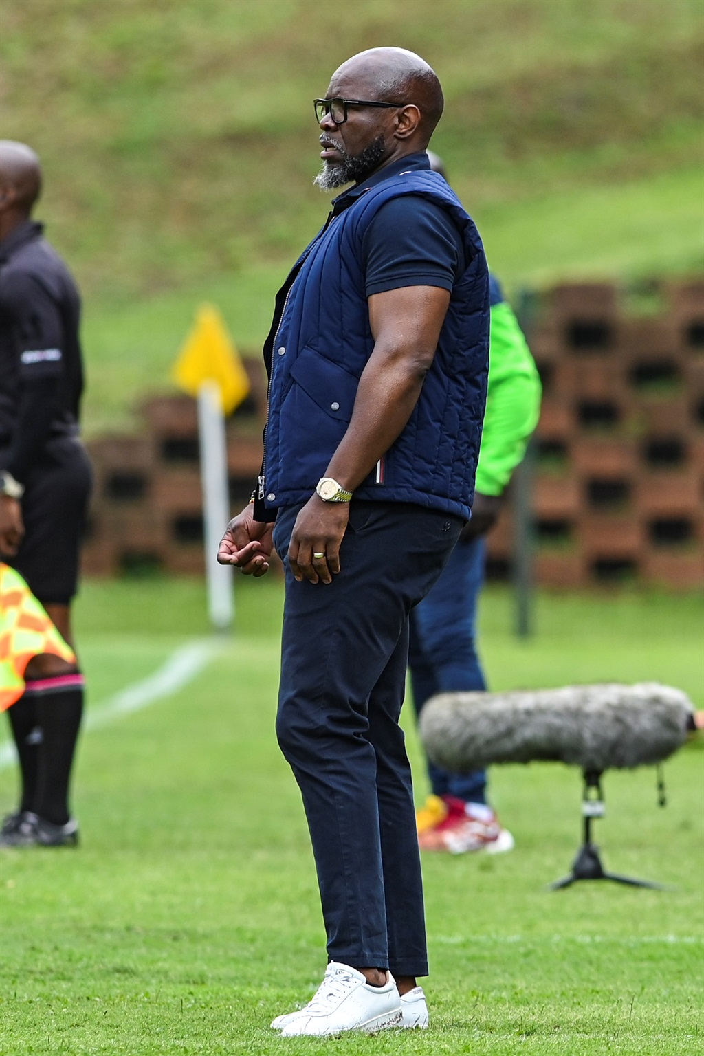 DURBAN, SOUTH AFRICA - OCTOBER 22: Steve Komphela, head coach of Swallows FC during the Carling Knockout match between Richards Bay and Moroka Swallows at King Zwelithini Stadium on October 22, 2023 in Durban, South Africa. (Photo by Darren Stewart/Gallo Images)