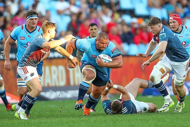 Bulls prop Wilco Louw on the charge in the URC match against Munster at Loftus Versfeld on 20 April 2024. (Gordon Arons/Gallo Images)