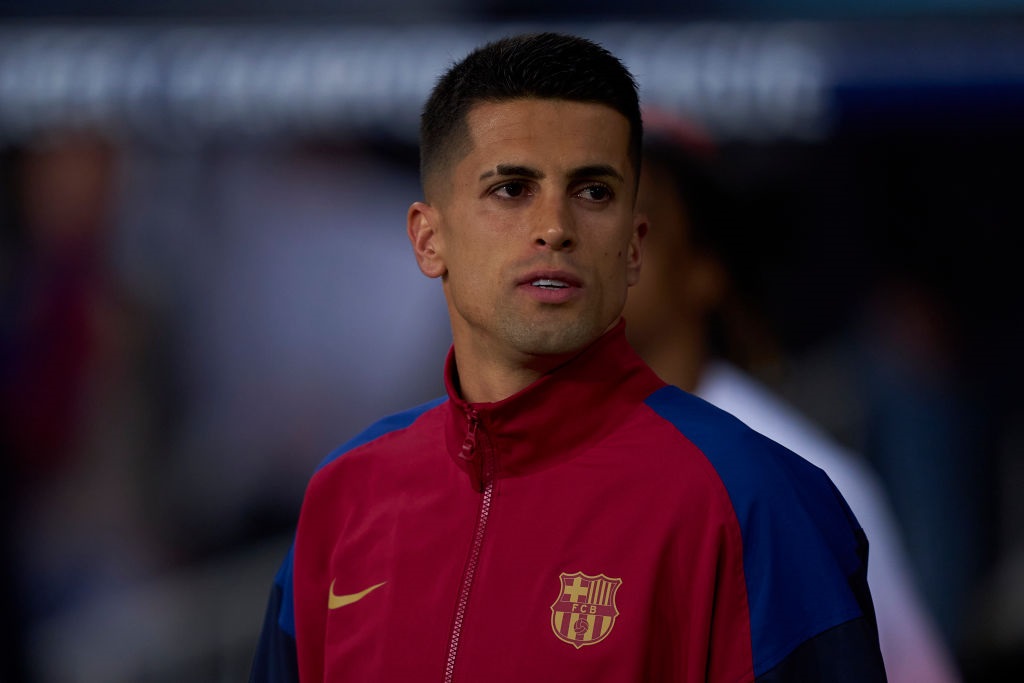 BARCELONA, SPAIN - APRIL 16: Joao Cancelo of FC Barcelona looks on prior to the UEFA Champions League quarter-final second leg match between FC Barcelona and Paris Saint-Germain at Estadi Olimpic Lluis Companys on April 16, 2024 in Barcelona, Spain. (Photo by Pedro Salado/Getty Images)