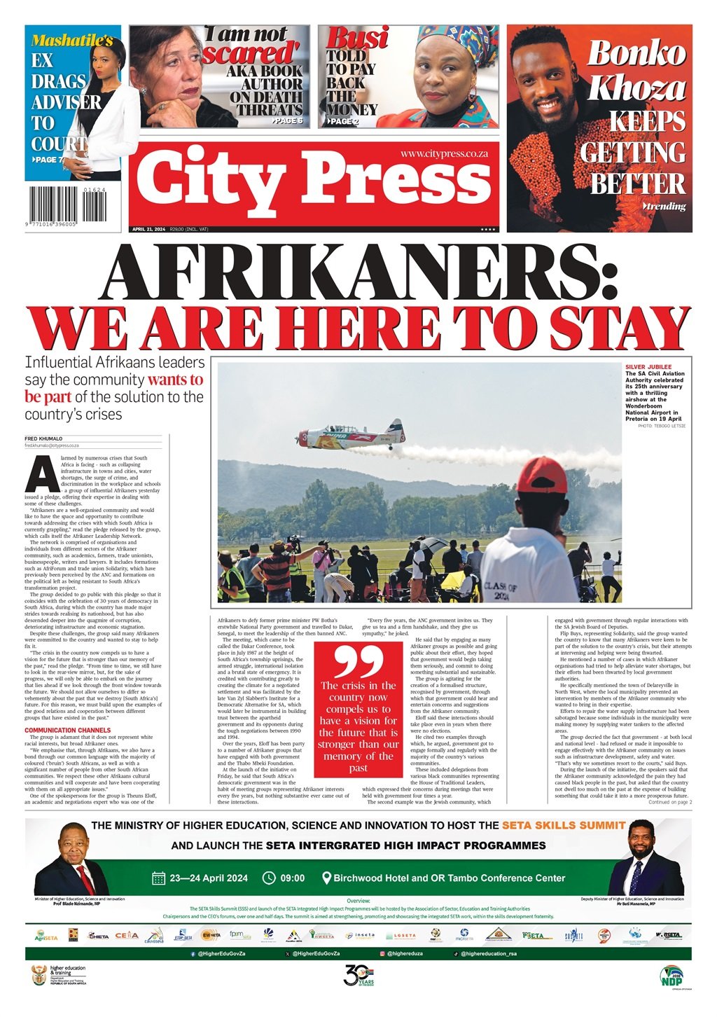 What's in City Press 21 April 2024