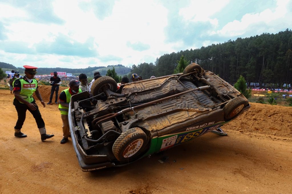 A general view of the accident spot at Fox Hill motor cross racing circuit in Diyatalawa on 21 April 2024, after a car crashed into the crowd. (AFP)
