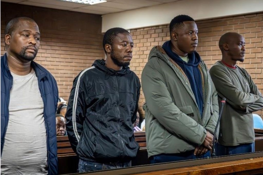 Four men appeared in the Vereeniging Regional Court on Monday in connection with Palesa Mofokeng's death. (Alfonso Nqunjana/News24)
