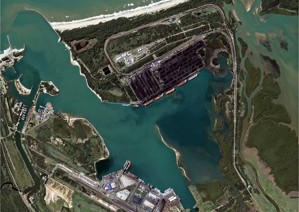 Aerial view of Richards Bay port. (DigitalGlobe via Getty Images.)