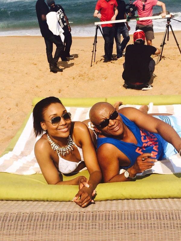 Lebo M and his then-fiancee Zoe Mthiyane at The Venue in Melrose Arch. Photo by Chris Moagilebo 