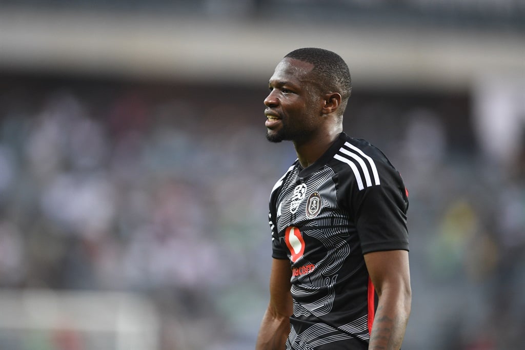 JOHANNESBURG, SOUTH AFRICA - MARCH 16:Tshegofatso Mabasa of Orlando Pirates  during the Nedbank Cup, Last 16match between Orlando Pirates and Hungry Lions at Orlando Stadium on March 16, 2024 in Johannesburg, South Africa. (Photo by Lefty Shivambu/Gallo Images)