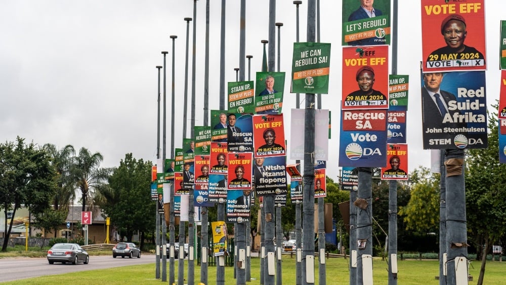 Election posters from multiple political parties are seen in preparation for the 29 May elections. (Alfonso Nqunjana/News24)