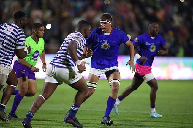 Shimlas lock Johnre Stopforth on the prowl in Monday night's Varsity Cup final against Ikeys. (Hannes Naude/Asem Engage)