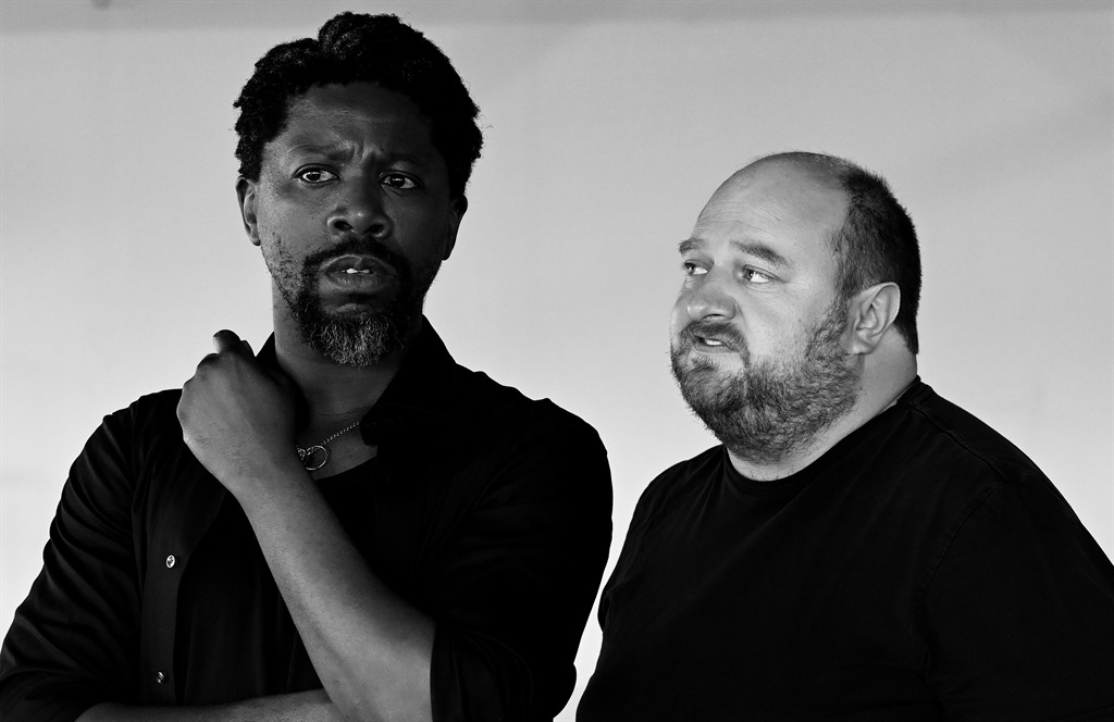 Atandwa Kani plays Othello while Albert Pretorius portrays Iago.