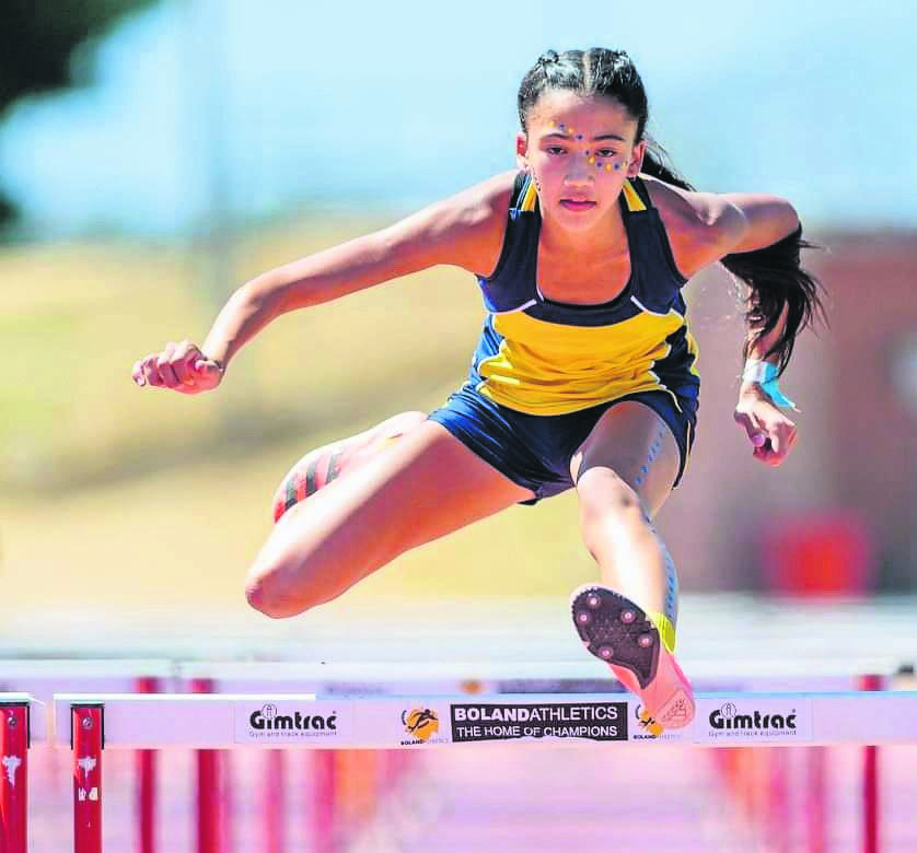 La Rochelle Girls’ High School’s star athlete, Kylie Basson in action recently.  