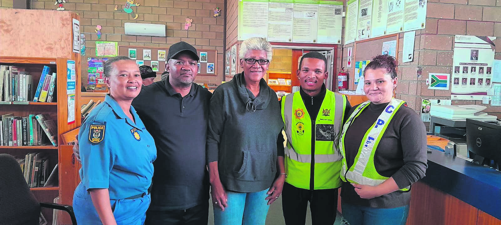From left are, Warrant Officer Chane Le Roux, Pastor Ashwell Goliath (director and project manager), Nicolette Goliath (chairperson), Duwayne Hatjies and Aronitia Williams at the event on April 18.                                               