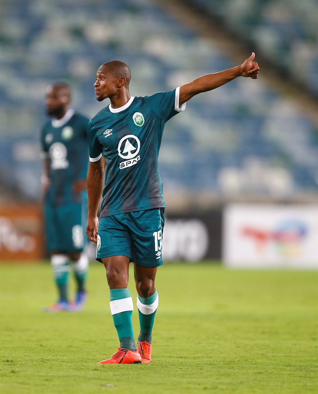 DURBAN, SOUTH AFRICA - FEBRUARY 18: Thabo Qalinge of AmaZulu during the CAF Champions League match between AmaZulu FC and Horoya AC at Moses Mabhida Stadium on February 18, 2022 in Durban, South Africa. (Photo by Steve Haag/Gallo Images)
