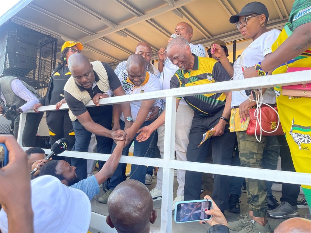 Former Thabo Mbeki interacts with supporters in Soweto. (Siyamtanda Capa/News24)