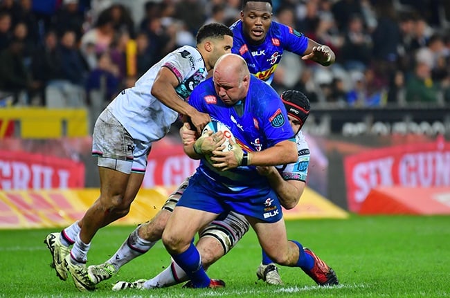 Brok Harris on the charge for the Stormers against Ospreys at Cape Town Stadium on 20 April 2024. (Grant Pitcher/Gallo Images)
