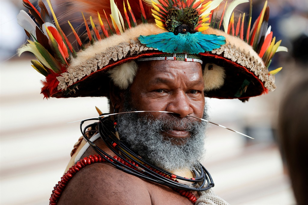 Papuan indigenous chief Mundiya Kepanga looks on, 