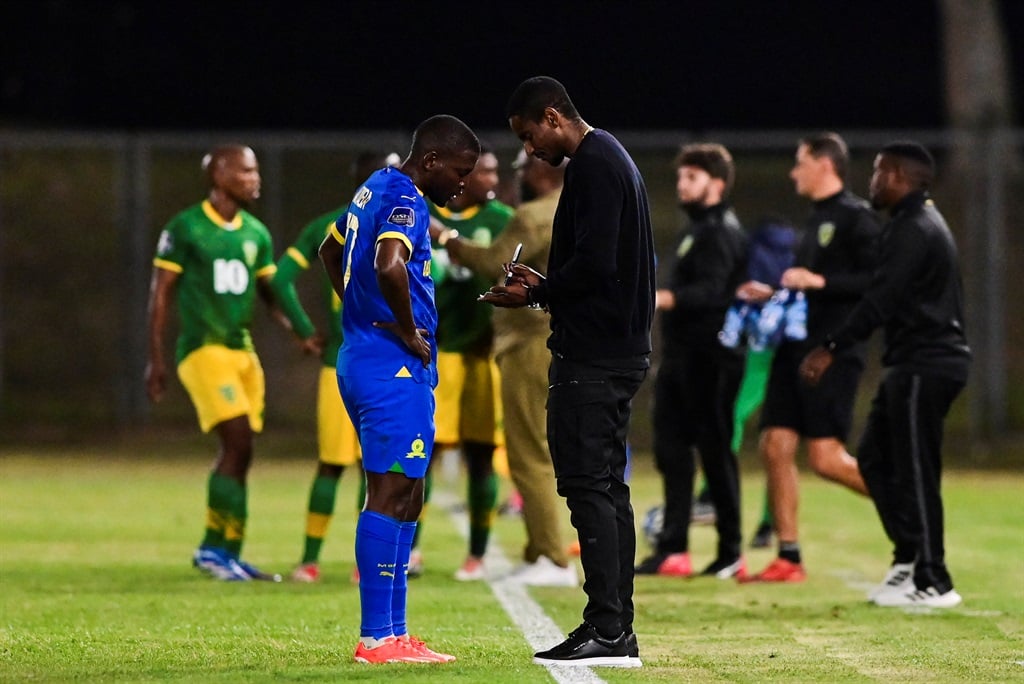 Mamelodi Sundowns coach Rulani Mokwena on the touchline on Wednesday as his team maintained their 'invincibles' chase.