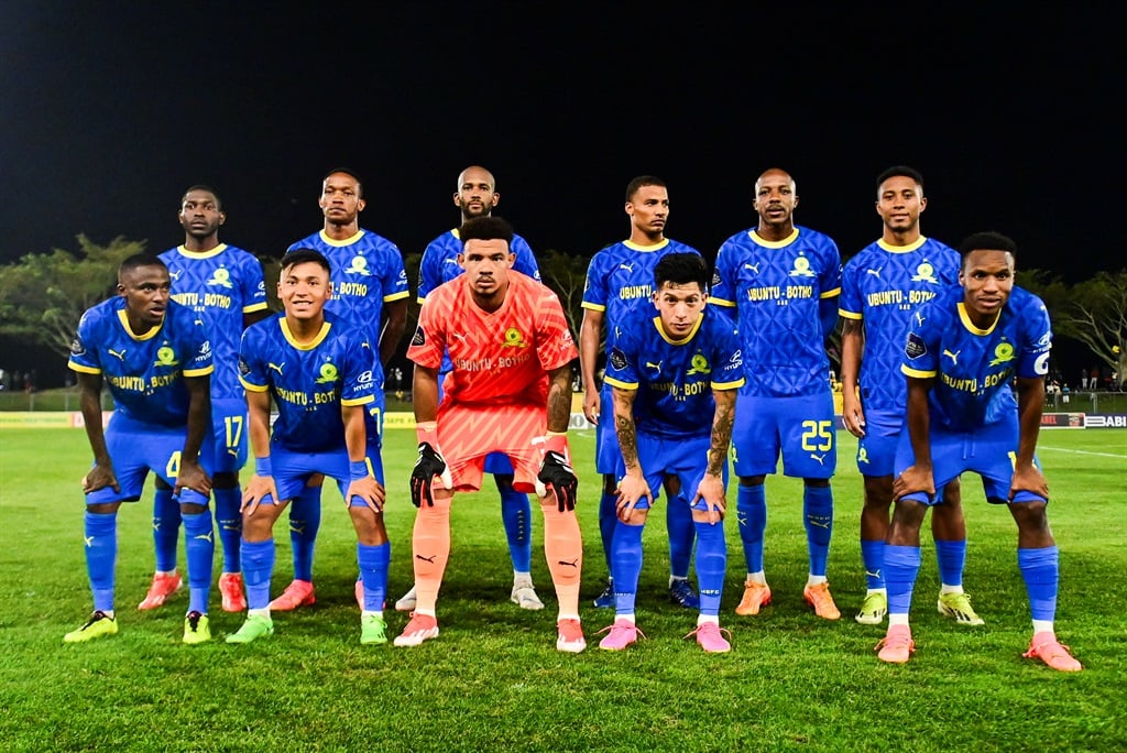 Mamelodi Sundowns Team photo before their DStv Premiership match against Golden Arrows at Mpumalanga Stadium on 8 May 2024 in Hammarsdale, South Africa. 