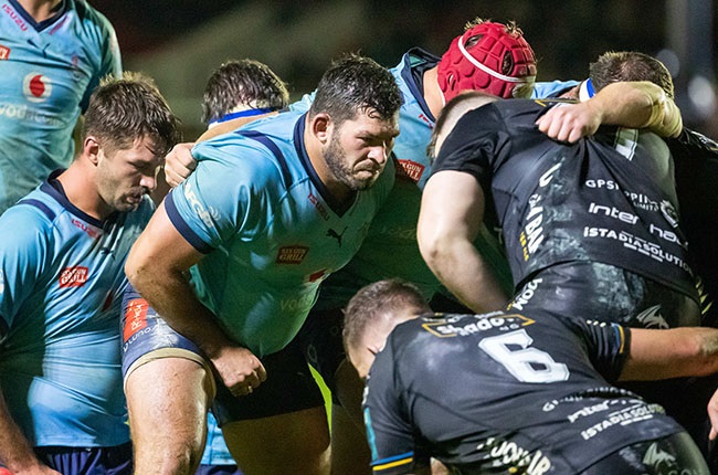 Bulls tighthead Mornay Smith gets ready for a scrum. (Athena Pictures/Getty Images)