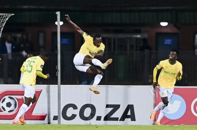 Mamelodi Sundowns' Peter Shalulile was riding high against Royal AM, finding the back of the net along with Lesiba Nku in their 2-0 win. 
(Darren Stewart/Gallo Images)
