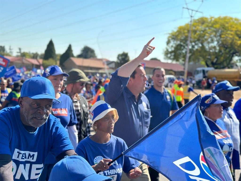 DA leader John Steenhuisen led a crime march in Riverlea, south of Johannesburg on Thursday.