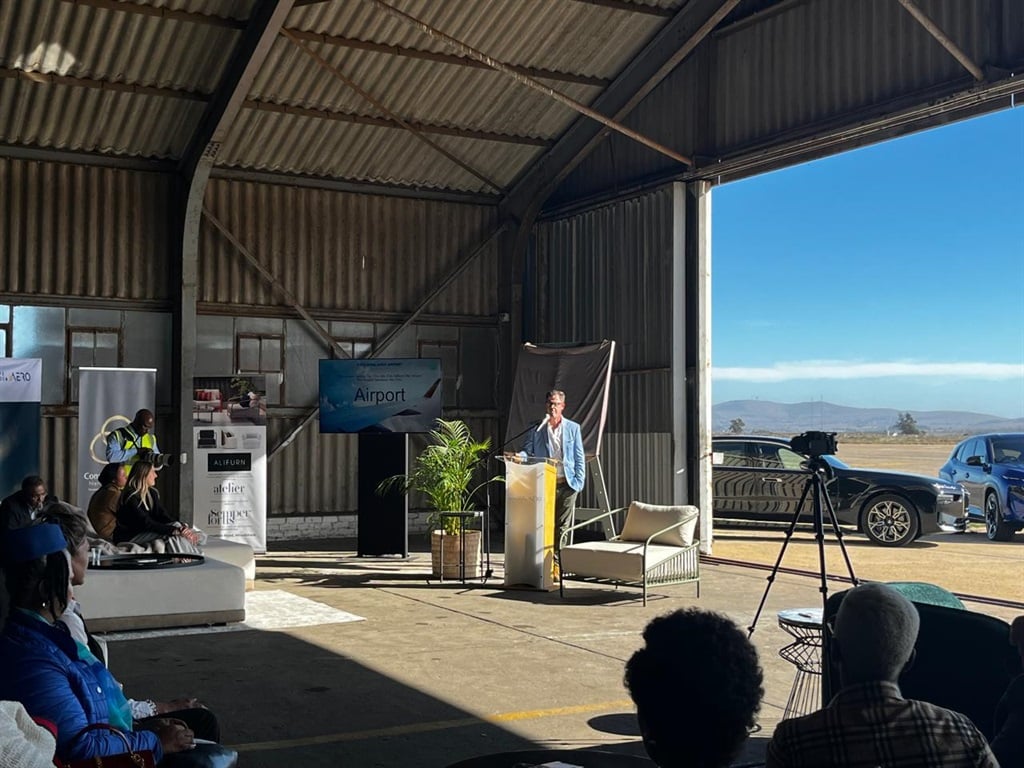 Managing director of private airport group rsa.Aero, Nick Ferguson speaks to potential investors and tenants for the Cape Winelands Airport on Thursday. (News24/Na'ilah Ebrahim)