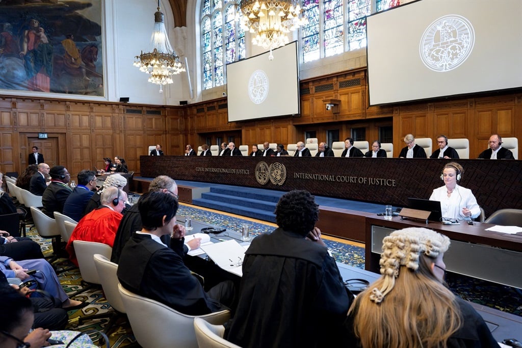ICJ judges are seen after hearing the SA legal team's arguments on 16 May 2024, as part of its case against Israel over the Rafah offensive. 
(Nick Gammon/AFP)