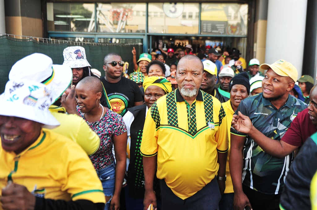 ANC national chairperson Gwede Mantashe leading the party's campaign at Golden Walk Mall in Germiston.