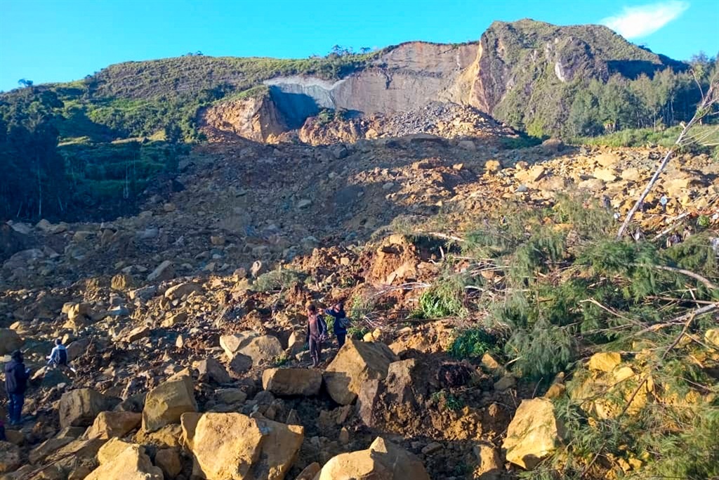 The site of a landslide in Maip Mulitaka in Papua New Guinea's Enga Province on 24 May, 2024. (Photo by AFP)