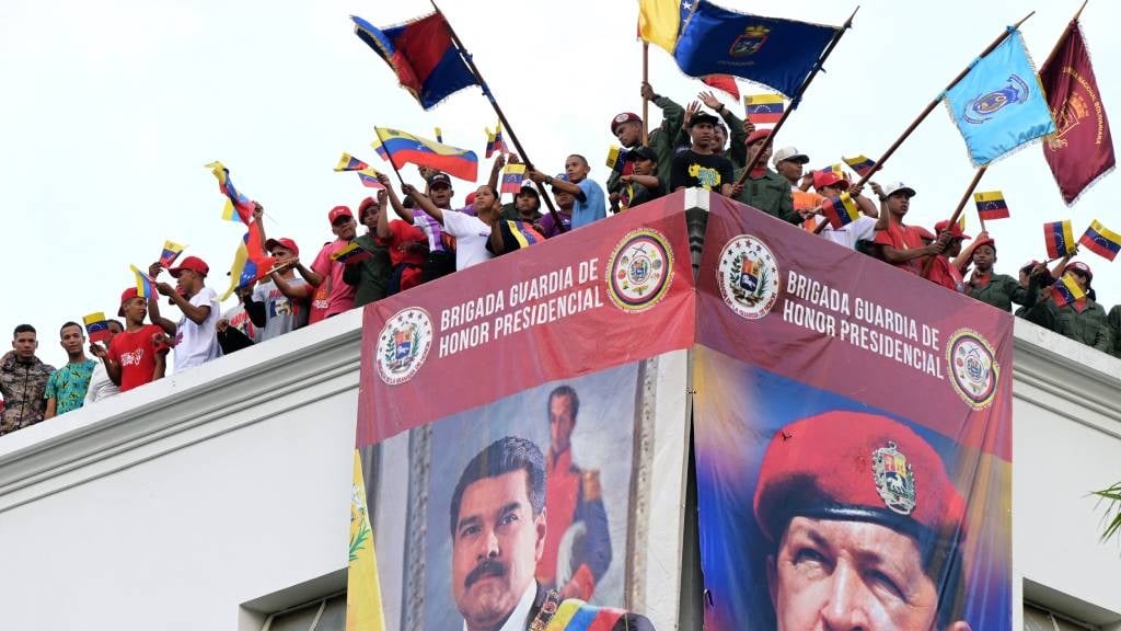 Members of the guard of honour of Venezuelan Presi