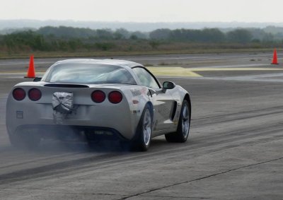 JET FIGHTER?: Quite possibly the world’s fastest Corvette, this Hinson Motorsport’s Z06 got badly out of shape – at pretty close to 400km/h.