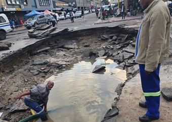Massive sinkhole caused by burst underground water pipe forces closure of some Durban streets