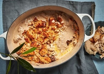 Whats for dinner? Herman Lensing's chicken pie with a crumb crust and mushroom espresso