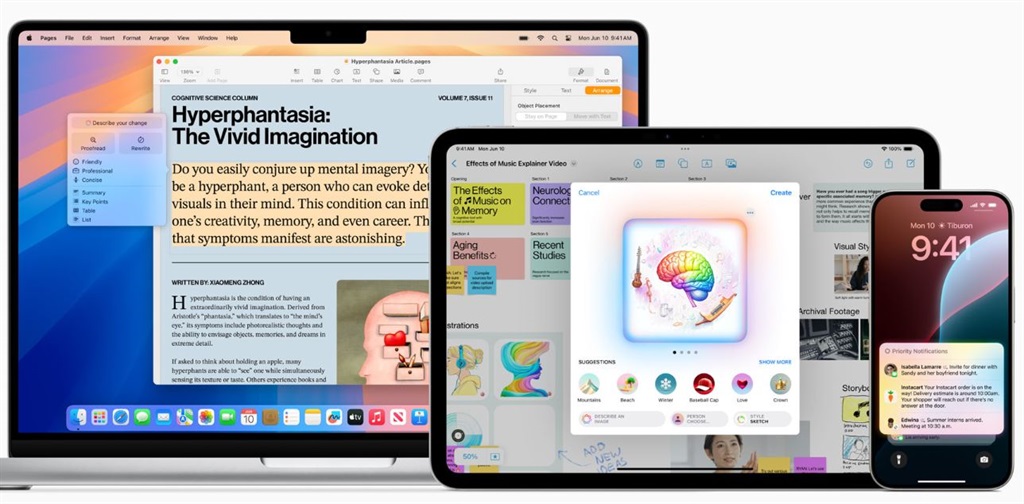 Part of Apple's AI presentation on Tuesday. Photo: Apple/X