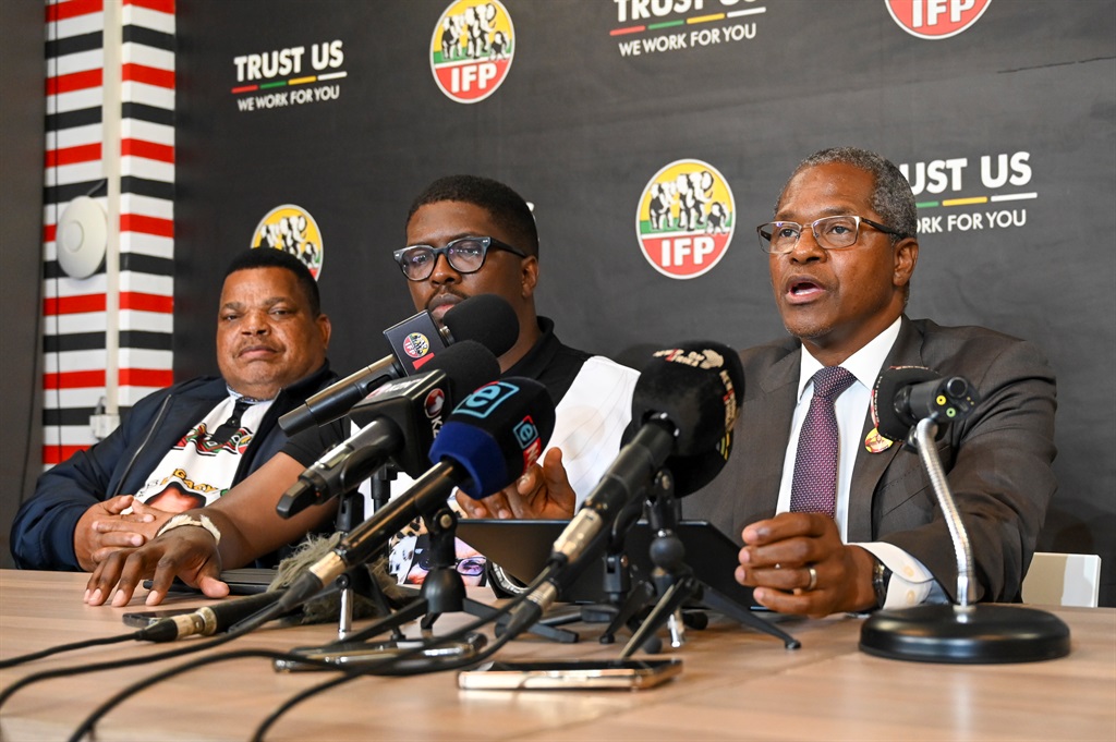 IFP president Velenkosini Hlabisa briefed the media on coalition talks at the party's head office on 12 June 2024 in Durban, South Africa. (Darren Stewart/Gallo Images)