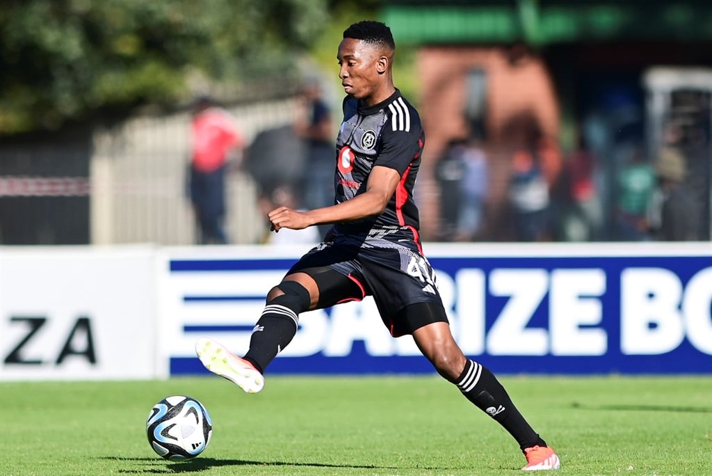 PIETERMARITZBURG, SOUTH AFRICA - APRIL 28: Mbatha Thalente of Orlando Pirates  during the DStv Premiership match between Royal AM and Orlando Pirates at Harry Gwala Stadium on April 28, 2024 in Pietermaritzburg, South Africa. (Photo by Darren Stewart/Gallo Images)