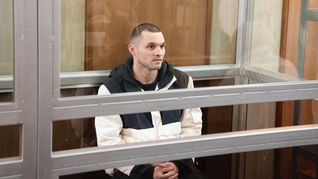 US Army soldier Gordon Black, who was detained on suspicion of theft, appears in court in the far eastern city of Vladivostok. (Pavel Korolyov/AFP)