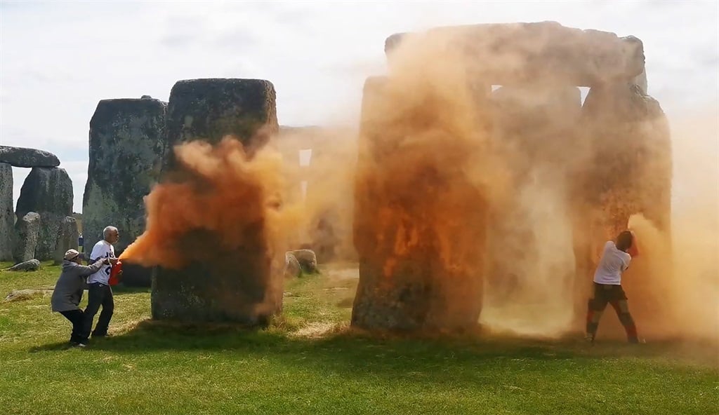 News24 | Stonehenge monument sprayed orange in UK climate protest, two arrested