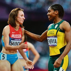 Doping accused Mariya Savinova of Russia appears to have robbed Caster Semenya of gold medals in the 800m. Picture: Martin Rickett/pa wire
