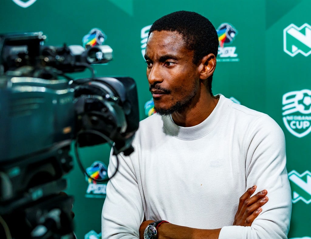 NELSPRUIT, SOUTH AFRICA - JUNE 01: Rhulani Mokwena of Mamelodi Sundowns during the Nedbank Cup, final match between Mamelodi Sundowns and Orlando Pirates at Mbombela Stadium on June 01, 2024 in Nelspruit, South Africa. (Photo by Dirk Kotze/Gallo Images)