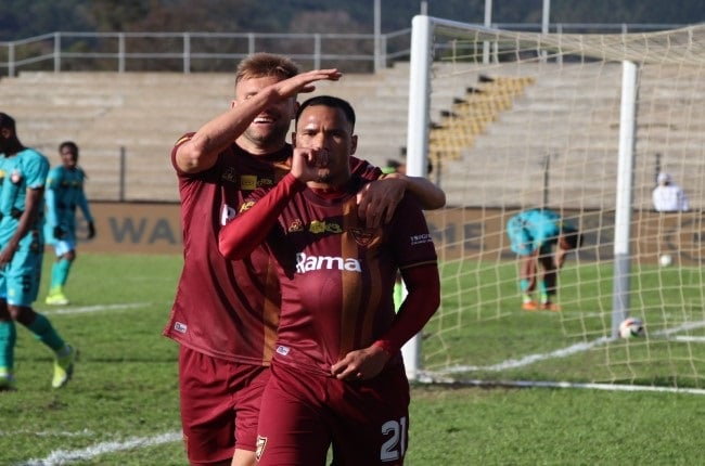 Fawaaz Basadien and Andre de Jong were on target for Stellenbosch FC in their 3-1 win over TS Galaxy. (Stellenbosch FC/Supplied)