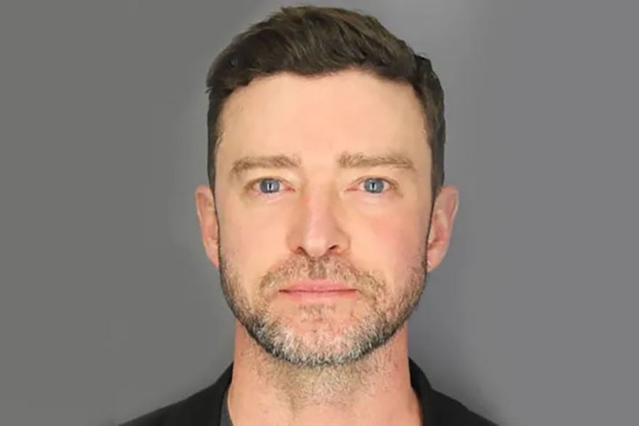 Justin Timberlake is seen in a booking photo on 18 June 2024 in Sag Harbor, New York. (Sag Harbor Police Department via Getty Images)