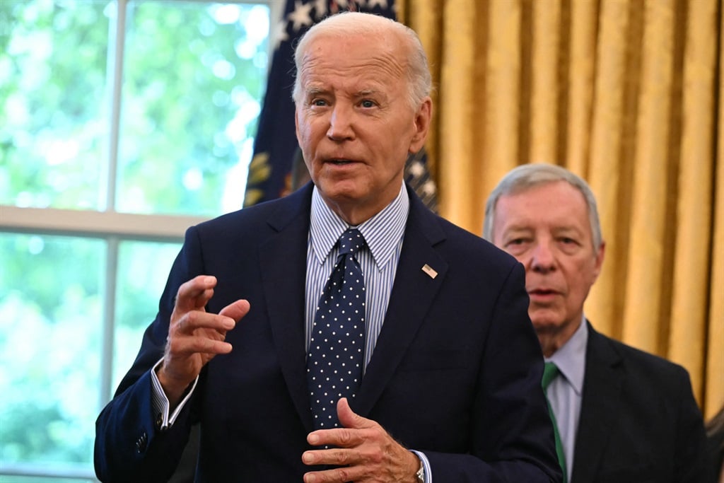 US President Joe Biden spoke on the Gaza ceasefire deal in the oval office of the White House in Washington, DC, on 16 August 2024. (Andrew Caballero-Reynolds/ AFP)