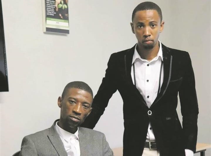 Ncedo Shoba and his business partner Nkululeko Mahlobo show off their Zipp sanitiser. Photo: Supplied