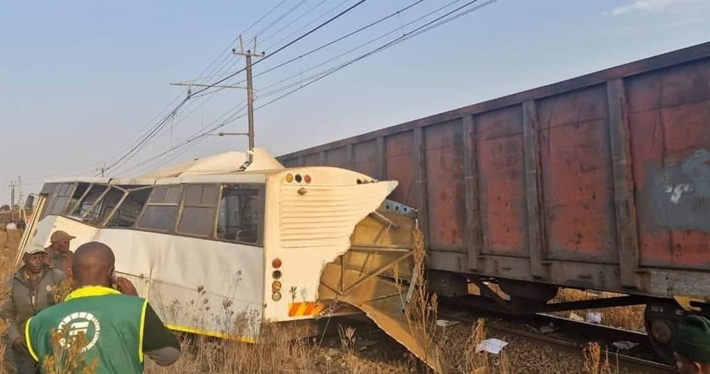 Five pupils died when the bus they were travelling in collided with a train near Mafube Village in Mpumalanga. (Yusuf Abramjee/X)