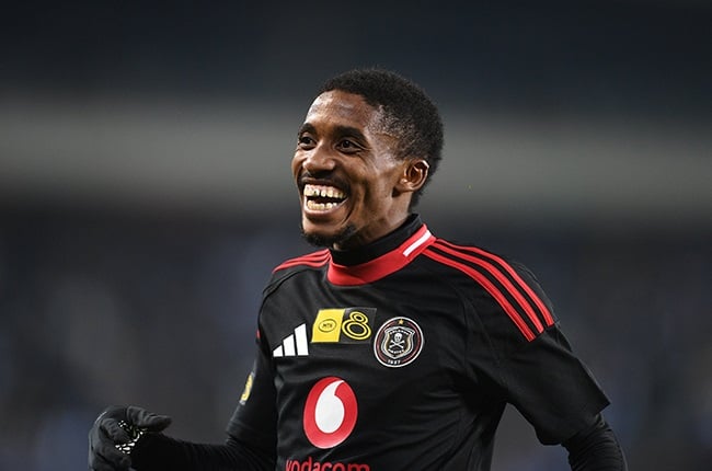 Monnapule Saleng of Orlando Pirates celebrates (Lefty Shivambu/Gallo Images)