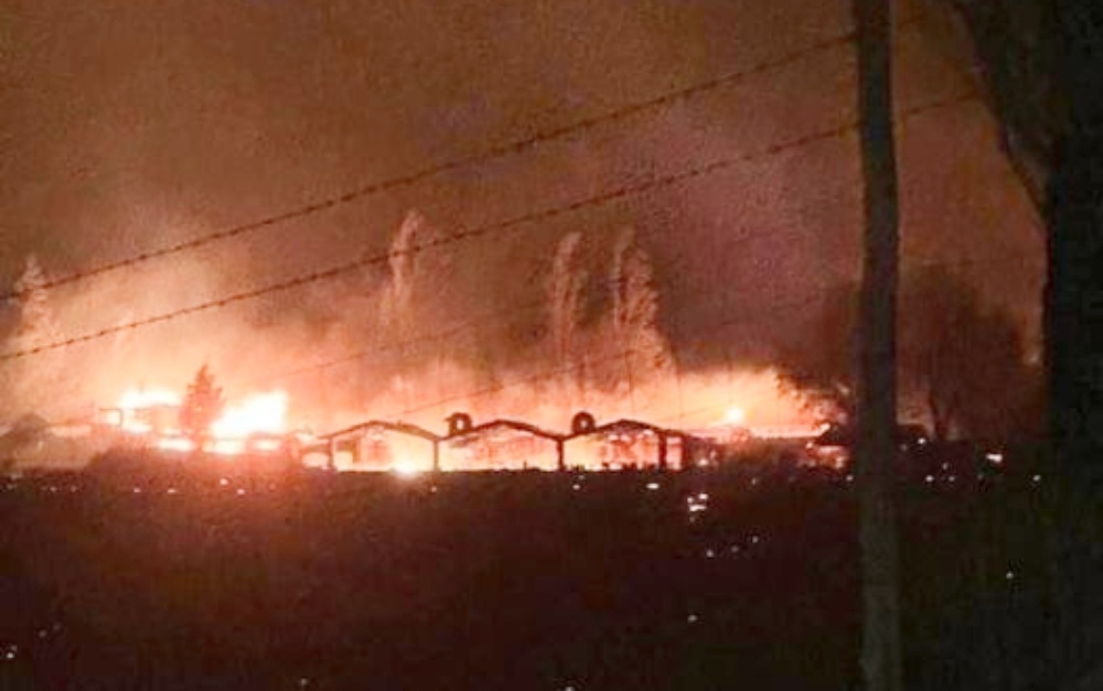 Videos and photos shared on social media showed Bushman’s Nek Berg and Trout Resort engulfed in flames. (Southern Drakensberg/Facebook)